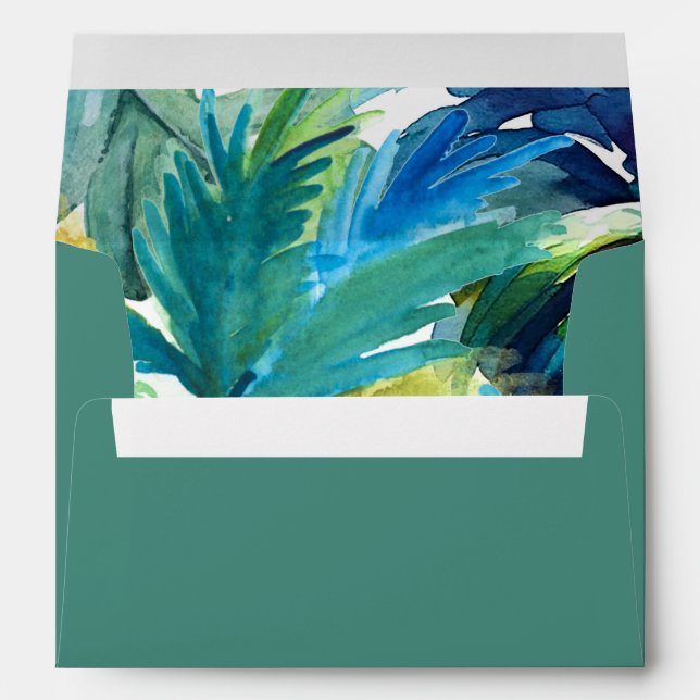 Enveloppes de Mariage vert Bold Tropical Intérieur (Dos (Bas))