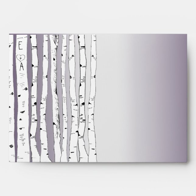 Enveloppes de Mariage violet de l'arbre à bouleau (Devant)