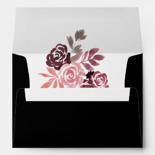 Enveloppes de Mariages floraux Dusty Rose Bourgogn