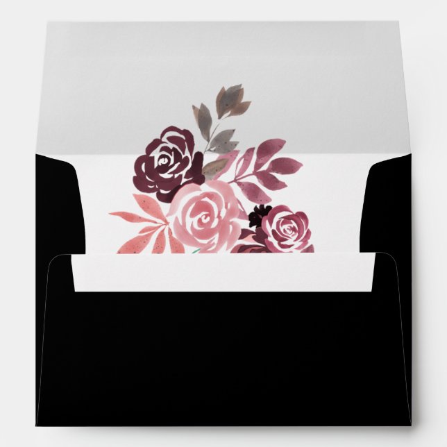 Enveloppes de Mariages floraux Dusty Rose Bourgogn (Dos (Bas))