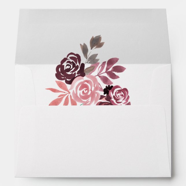 Enveloppes de Mariages floraux Dusty Rose Bourgogn (Dos (Bas))