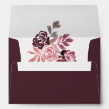 Enveloppes de Mariages floraux Dusty Rose Bourgogn