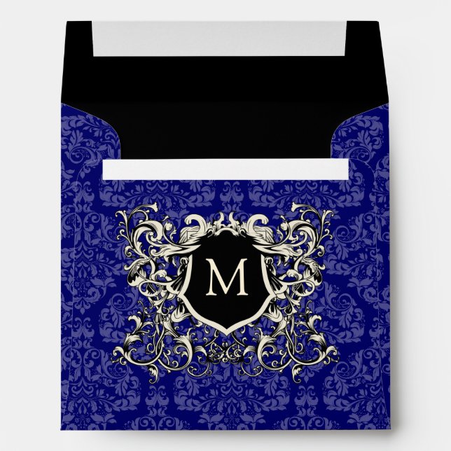 Enveloppes de monogramme carré bleu foncé Royal Da (Dos (Bas))