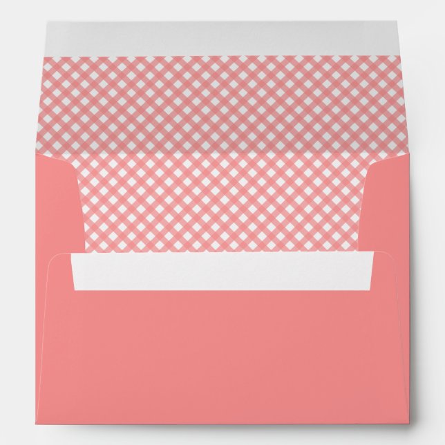 Enveloppes de Motif Coral Rose En vichy (Dos (Bas))