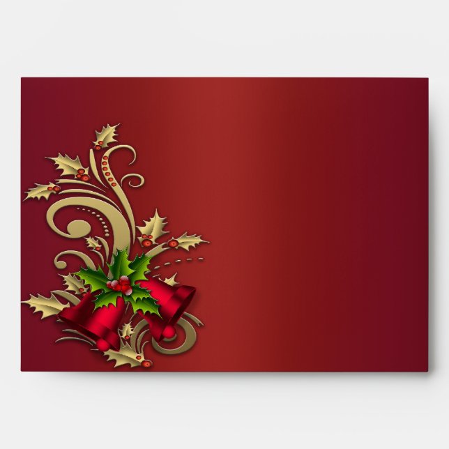 Enveloppes de Noël des cloches rouge et or (Devant)