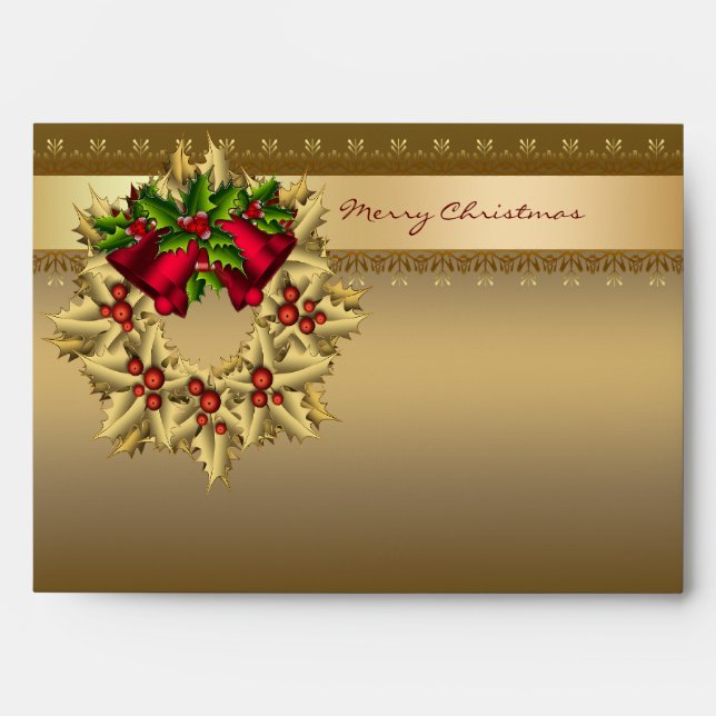 Enveloppes de Noël Or Holly Wreath (Devant)