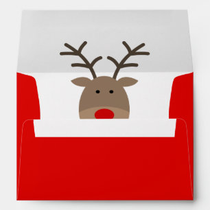 Enveloppes de Noël rouges mignons avec rennes Pè