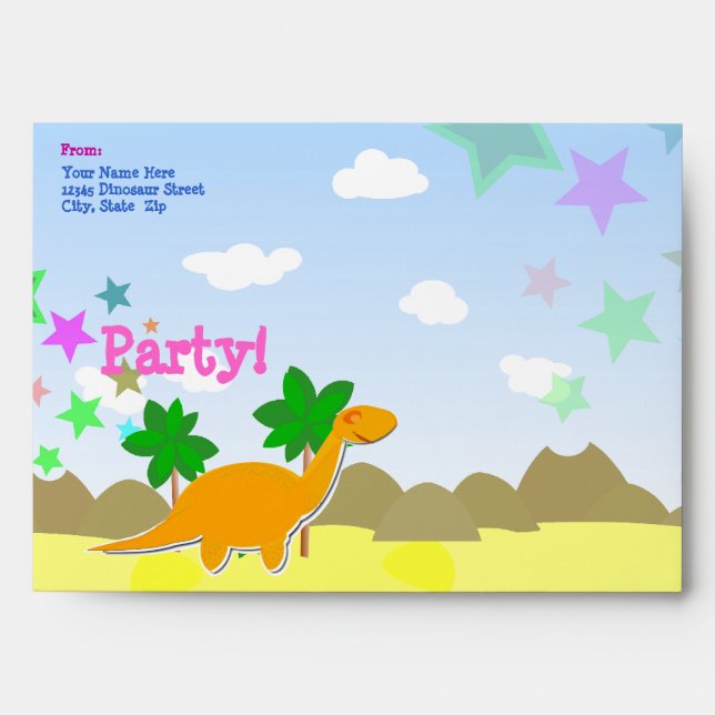 Enveloppes de partie dinosaure personnalisées (Devant)