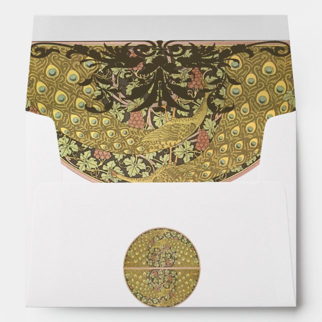 Enveloppes de peacock de vignoble Art Nouveau vint (Dos (Bas))