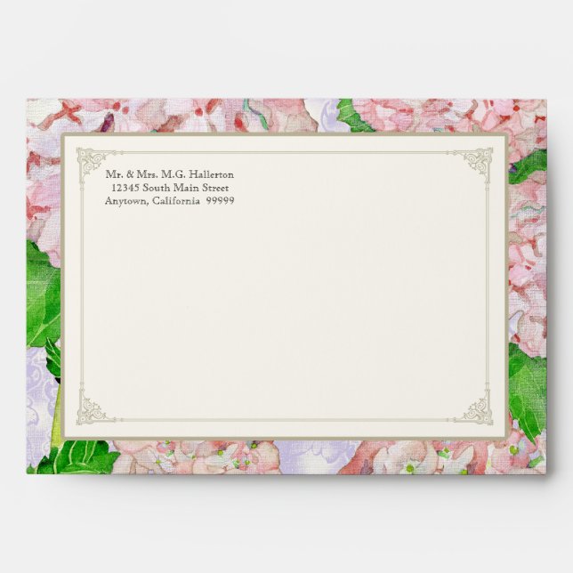 Enveloppes de rapprochement Pink Hydrangea Lace Fl (Devant)