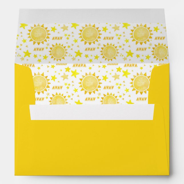 Enveloppes de saumons d'aquarelle - Soleil Jaune 5 (Dos (Bas))