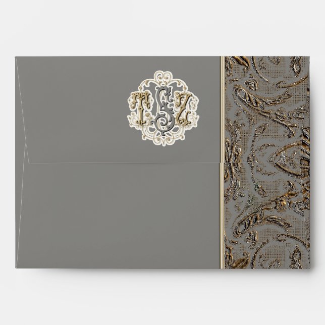 Enveloppes Décoré d'un monogramme fait sur commande baroque (Dos (Haut rabat))