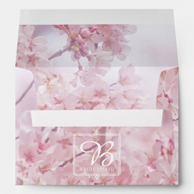 Enveloppes Demoiselle d'honneur de monogramme pâle - fleurs (Dos (Bas))