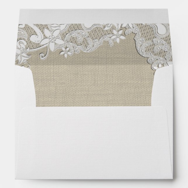 Enveloppes Dentelle blanche vintage et Burlap (Dos (Bas))