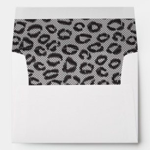 Enveloppes Dentelle noire avec motif léopard blanc