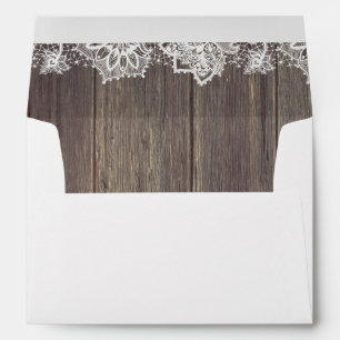 Enveloppes Dentelles et bois Mariage rustique