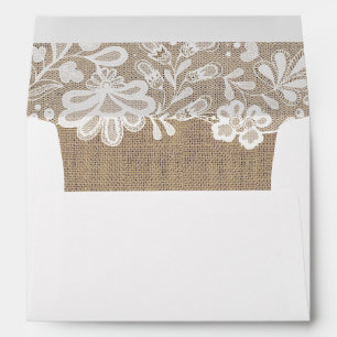 Enveloppes Dentelles et burlap Élégant mariage des millésimes