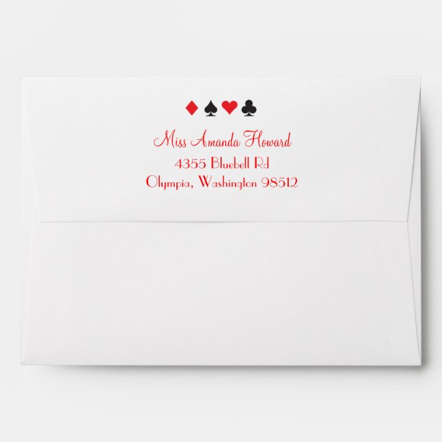 Enveloppes Destiny Las Vegas Faire-part de mariage Red Black (Dos (Haut rabat))