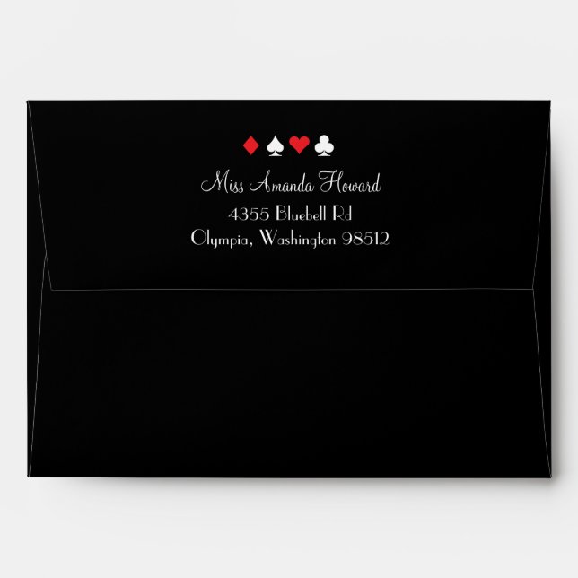 Enveloppes Destiny Las Vegas Faire-part de mariage Red Black (Dos (Haut rabat))