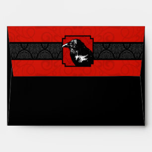 Enveloppes d'Halloween A7 rouge et noir corbeau