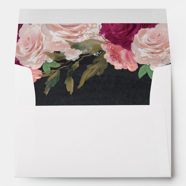 enveloppes d'invitation à fleurs roses bordeaux (Dos (Bas))