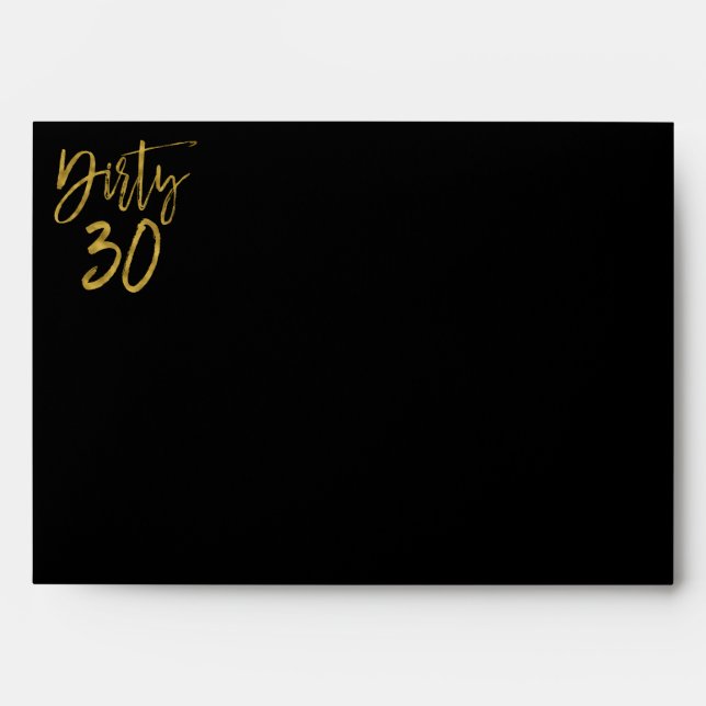 Enveloppes Dirty 30 Gold Adresse de retour imprimée sur le do (Devant)
