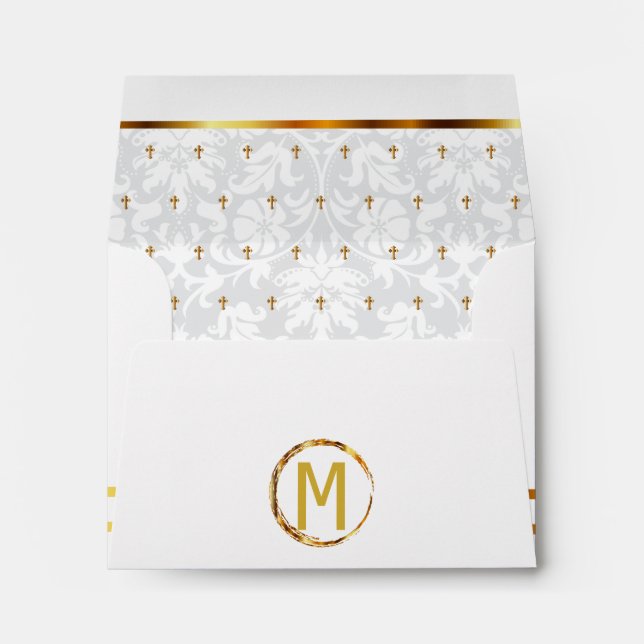 Enveloppes do-it-yourself Monogramme Lined Damas blanc avec c (Dos (Bas))