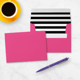 Enveloppes Doublure à rayures rose noir et blanc