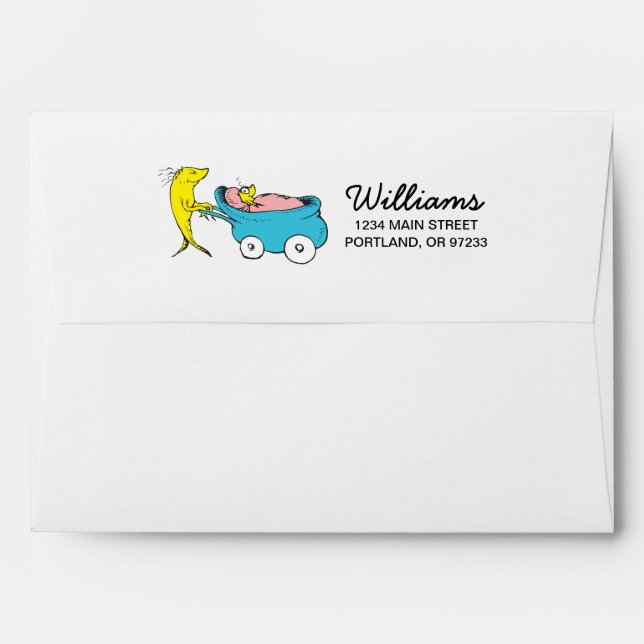 Enveloppes Dr Seuss | Un poisson - Baby shower garçon (Dos (Haut rabat))