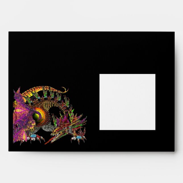 Enveloppes DRAGO, bleu noir rose violet rouge (Devant)