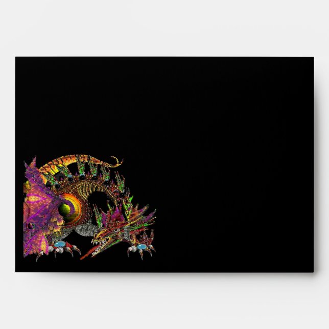 Enveloppes DRAGO, bleu noir rose violet rouge (Devant)