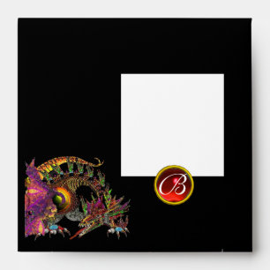 Enveloppes DRAGO MONOGRAM, noir blanc bleu rose violet rouge