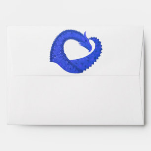 Enveloppes Dragon de coeur bleu sur blanc