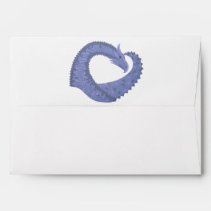 Enveloppes Dragon de coeur gris bleu sur blanc