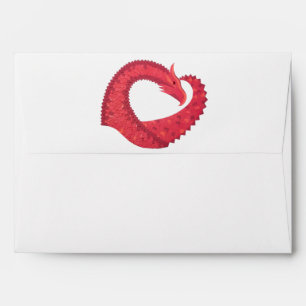 Enveloppes Dragon de coeur rouge en blanc