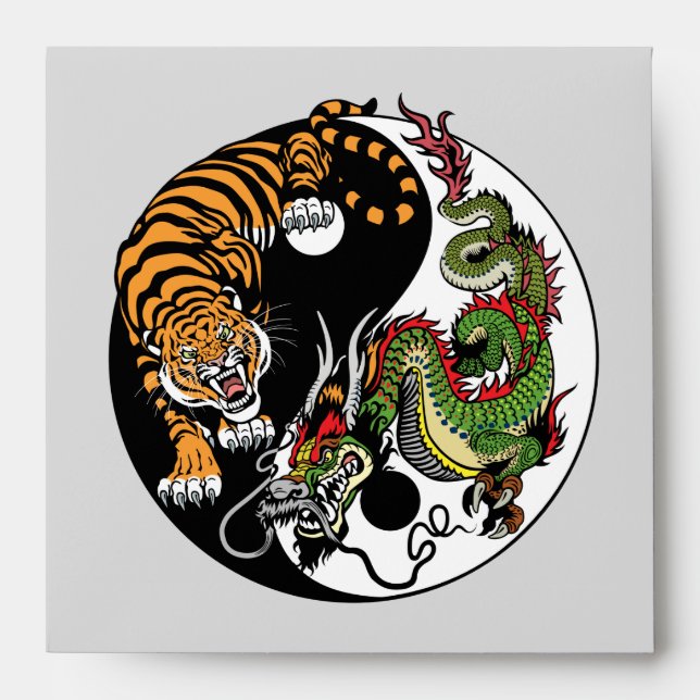 Enveloppes dragon et tigre yin yang (Devant)