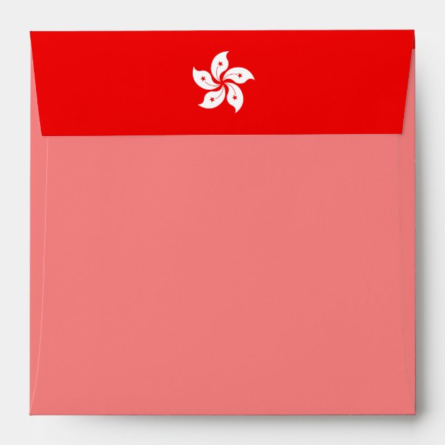 Enveloppes Drapeau de Hong Kong Orchidée blanche en rouge (Dos (Haut rabat))