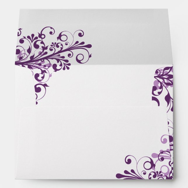 Enveloppes du Mariage Floral Blanc Violet A7 (Dos (Bas))
