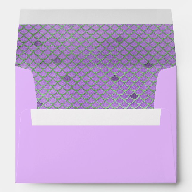 Enveloppes Échelles de sirènes d'argent mauve 5X7 (Dos (Bas))