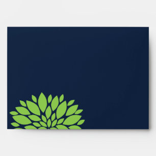 Enveloppes Éclat floral élégant de vert et de bleu marine