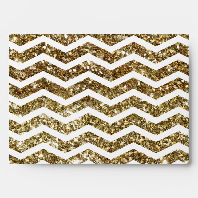 Enveloppes Effet Parties scintillant d'or Elegant Chevron Zig (Devant)