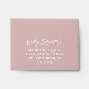 Enveloppes Élégant Blush rose et blanc adresse imprimée RSVP