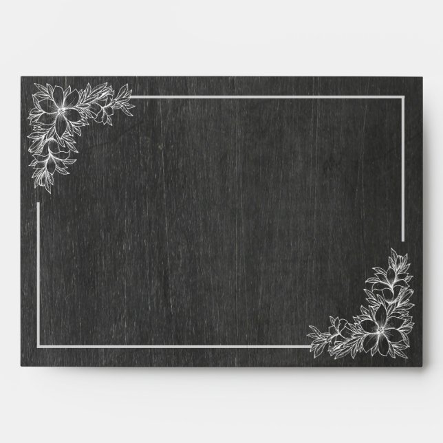 Enveloppes Elégant Chalkboard Blanc Floral Frame Mariage (Devant)