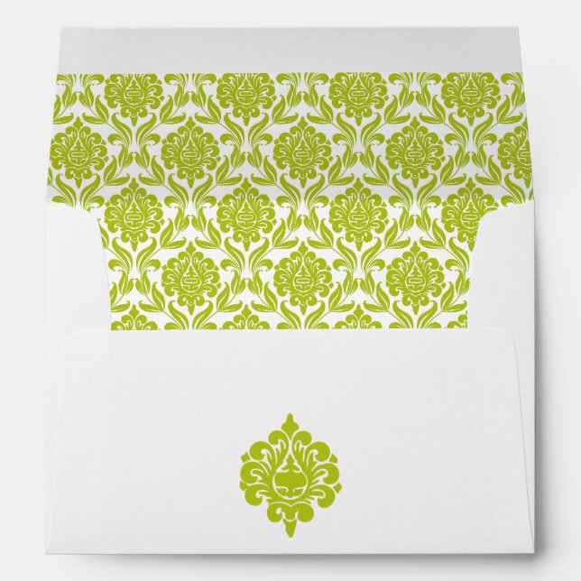 Enveloppes Élégant Damas vert (Dos (Bas))