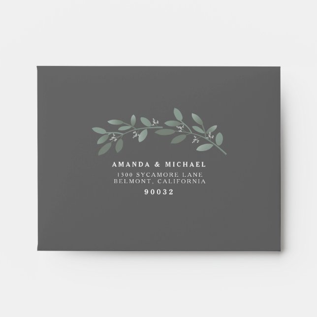 Enveloppes Elegant Eucalyptus Mariage Suite RSVP (Devant)