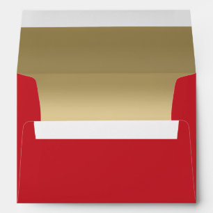Enveloppes Elégant Faux Métallic Or Quilé Rouge Cuir