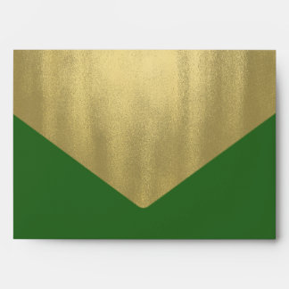 Enveloppes Élégant Green et Gold Foil Noël