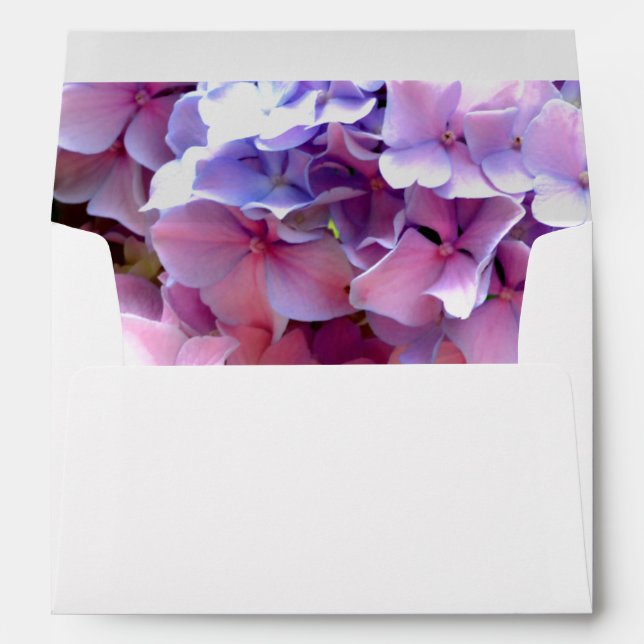 Enveloppes Elégant jardin d'hydrangée rose violet (Dos (Bas))