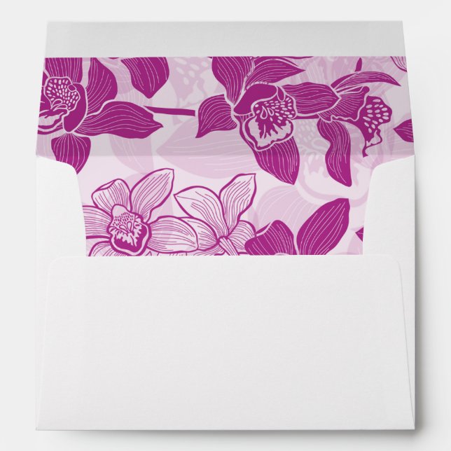 Enveloppes Elégant Magenta Orchid Floral (Dos (Bas))