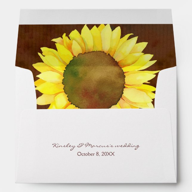 Enveloppes Élégant Mariage de tournesol rustique (Dos (Bas))